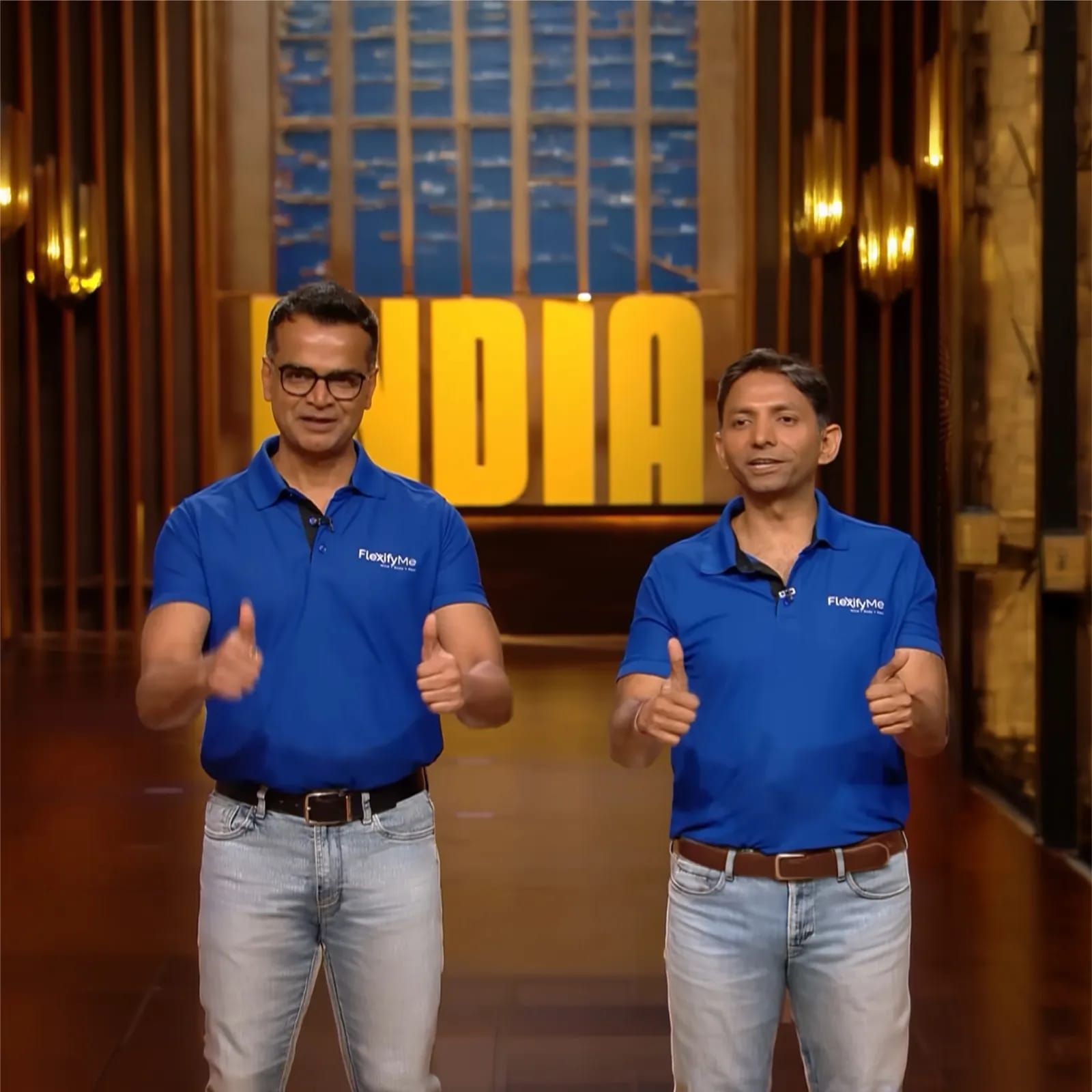 FlexifyMe founders celebrating on Shark Tank India