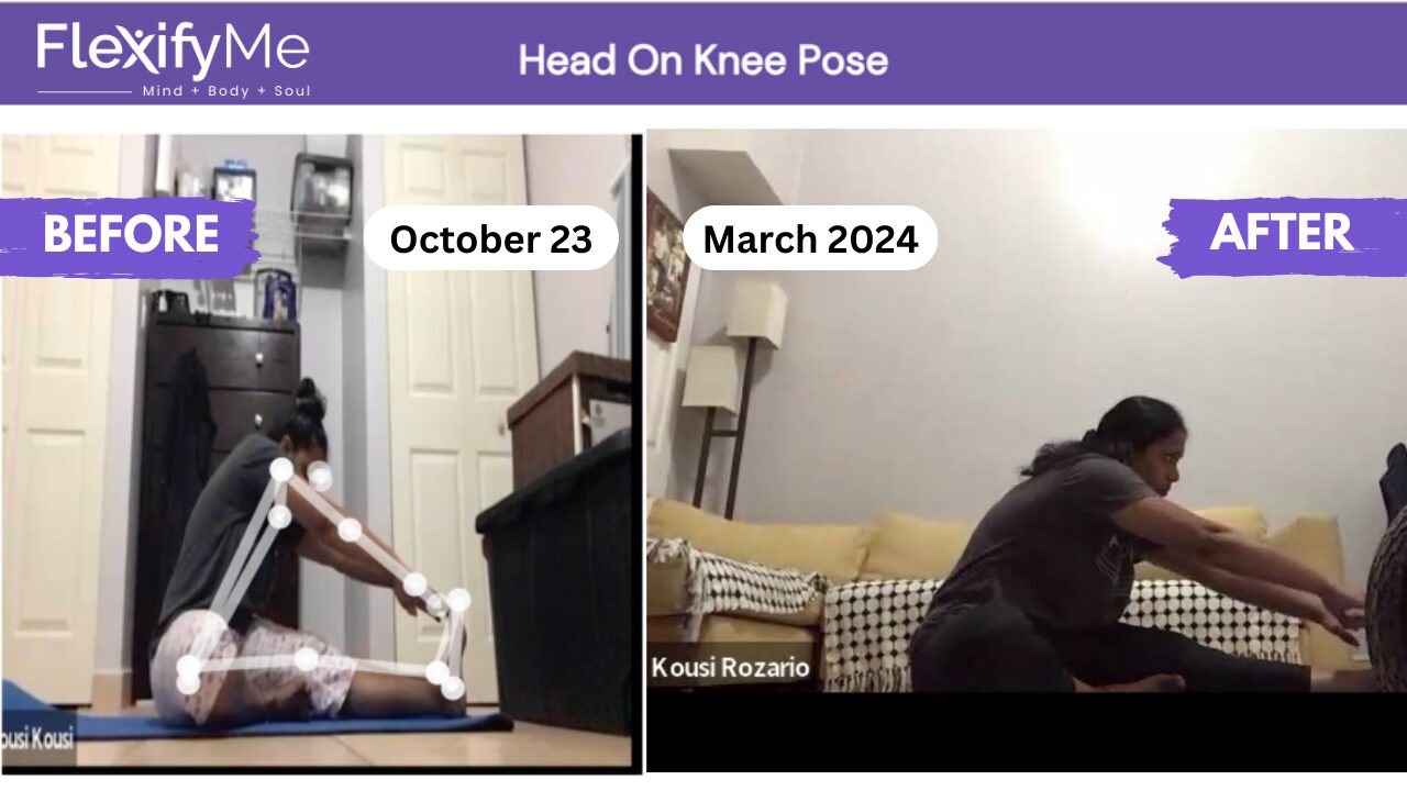 Kousi's Yoga Journey with FlexifyMe Head on Knee pose
